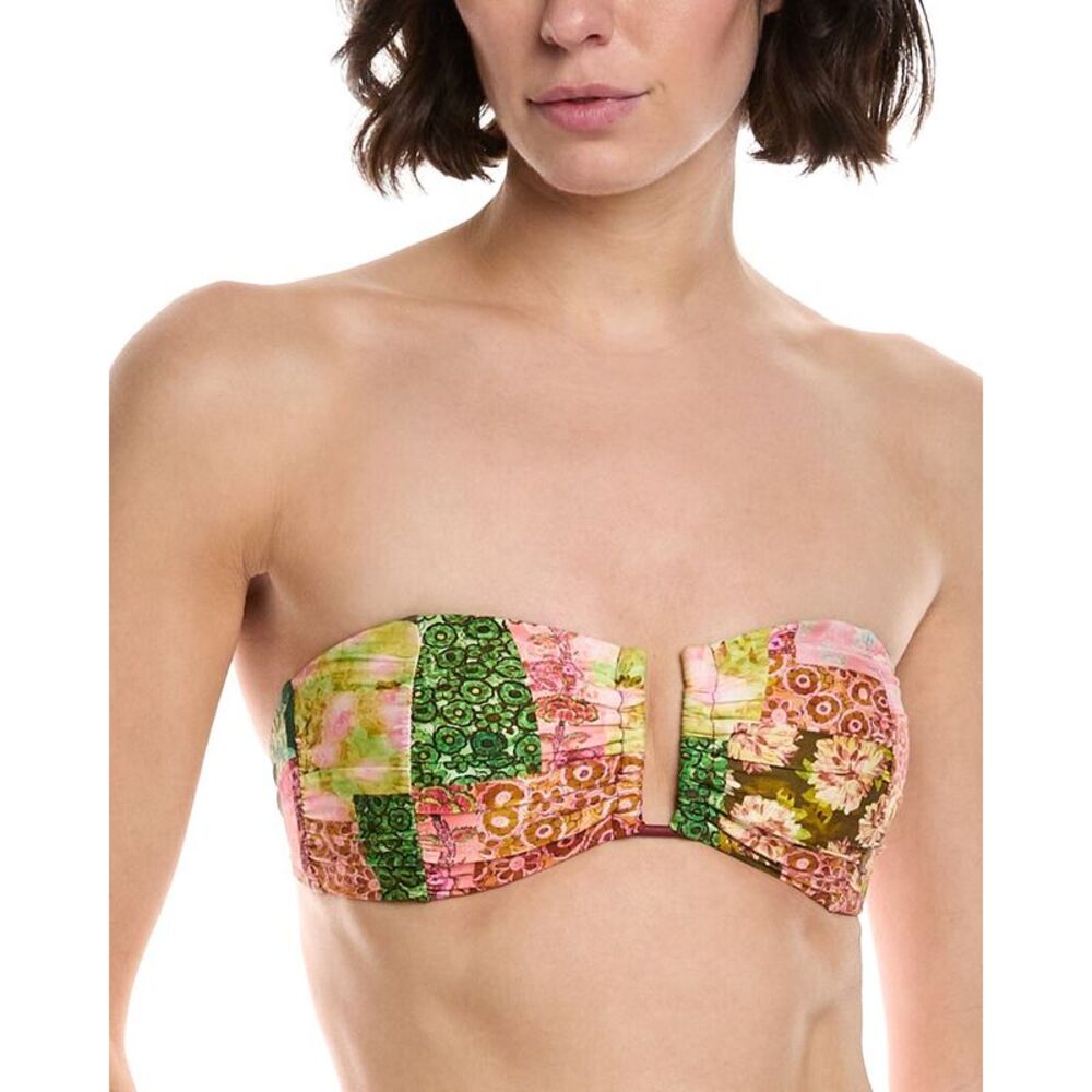 Monte And Lou Womens  Ruched U-Wire Bandeau Bikini Top, Pink